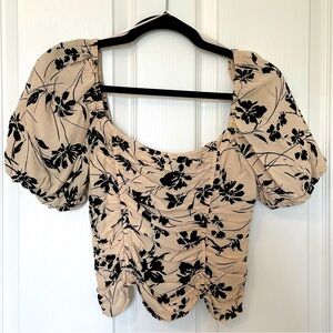 ASTR the Label Black and Cream Floral Top